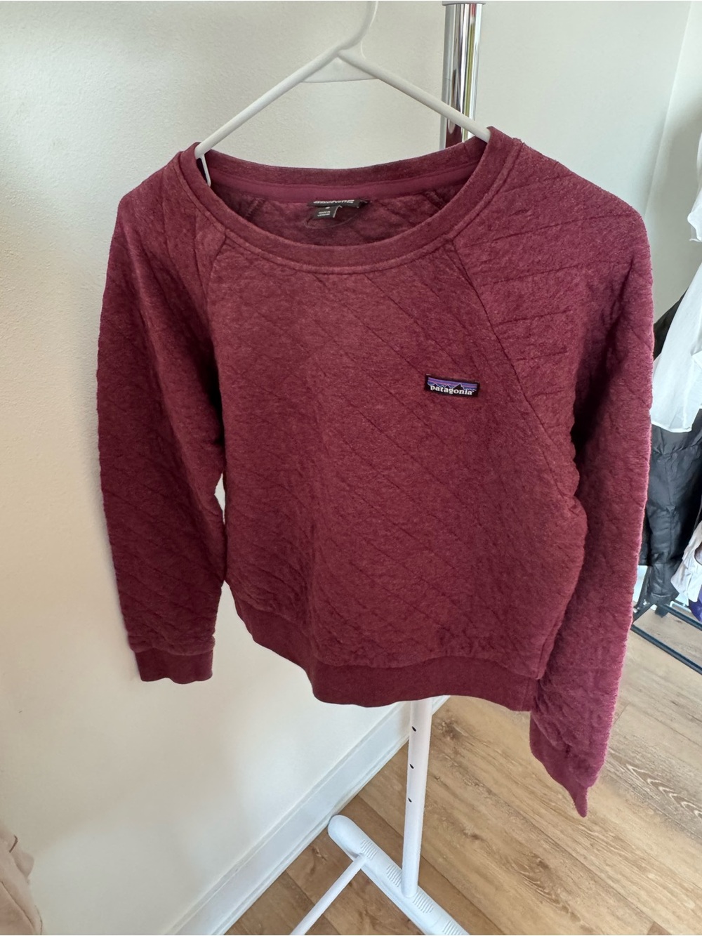 Women PATAGONIA Organic Cotton Quilted Crew Sweatshirt-25310-Wine Purple-Medium
